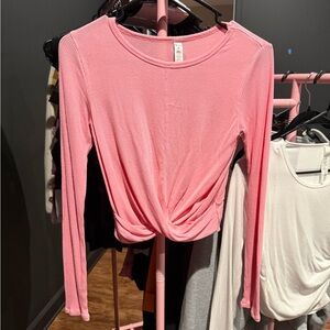 ALO Yoga Pink Twist Front Crop Top